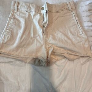 Zara High Waist Cream Shorts